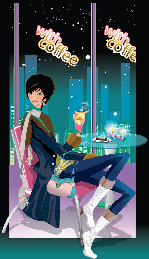 Vector Girl in a Bar 2.