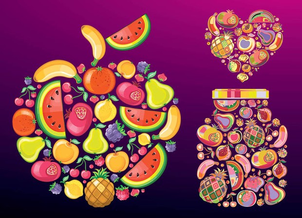 Various fruit collage vector