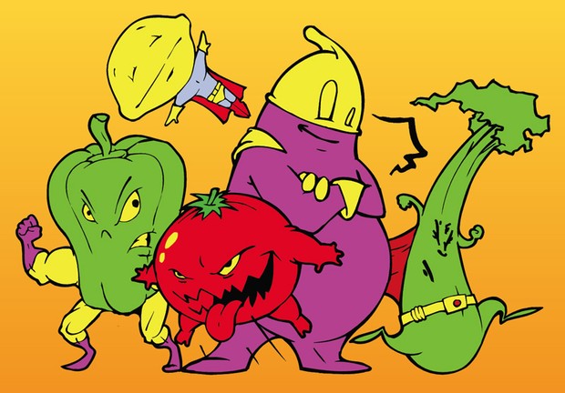 Scary genetically modified fruit vector characters
