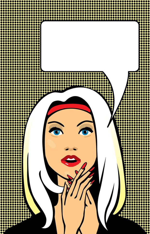 thinking pop art vector girl