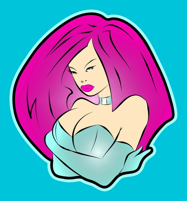 sexy large breasted cartoon vector girl