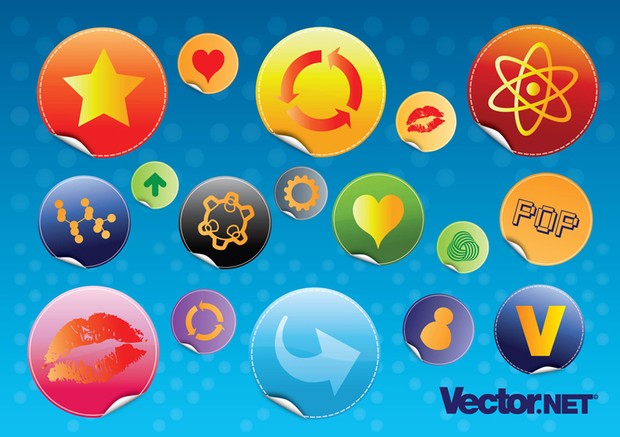 Glossy Design Badges Vectors