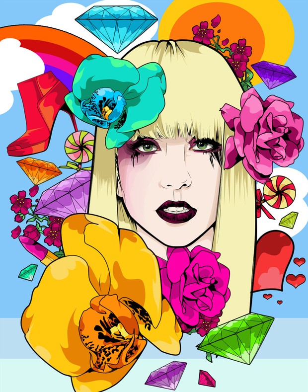 Lady Gaga with diamonds vector