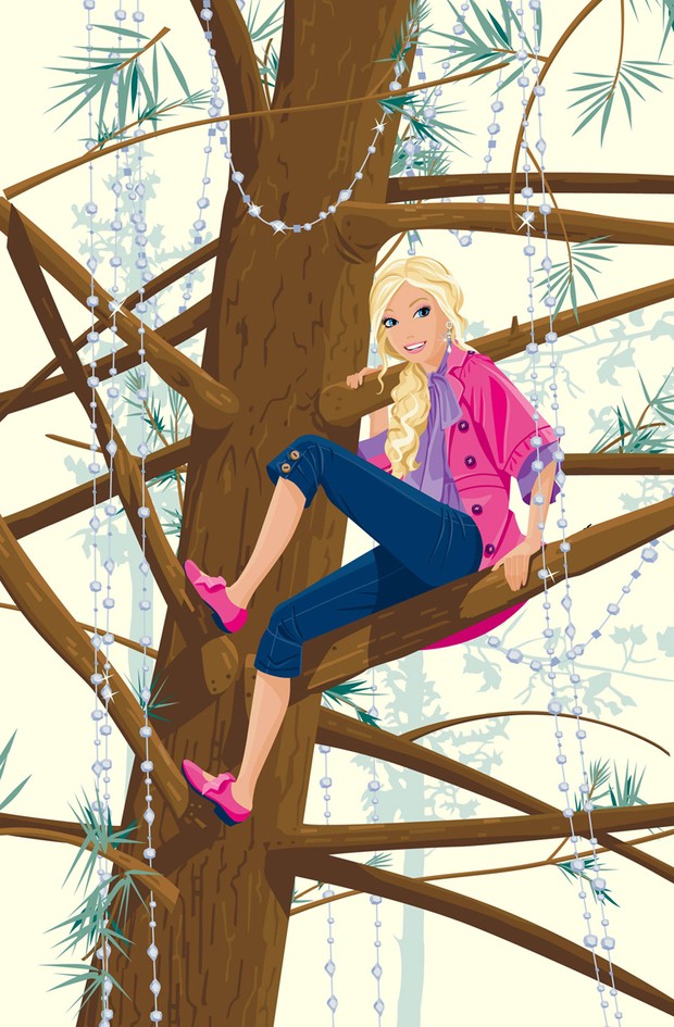 Vector Girl Climbing Tree