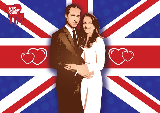 Prince William and Kate Vector