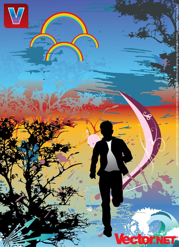 Running Action Man Silhouette Vector Illustration