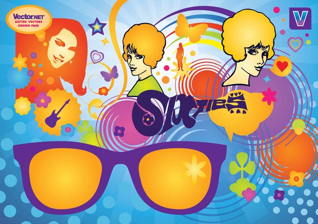 Sixties vector elements collection