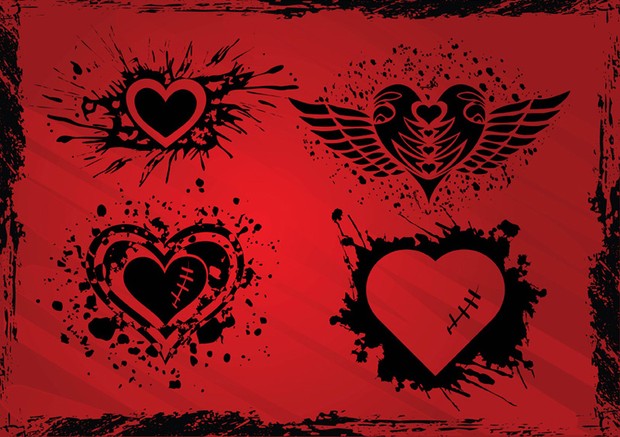 Grunge Vector Hearts by Gloomus