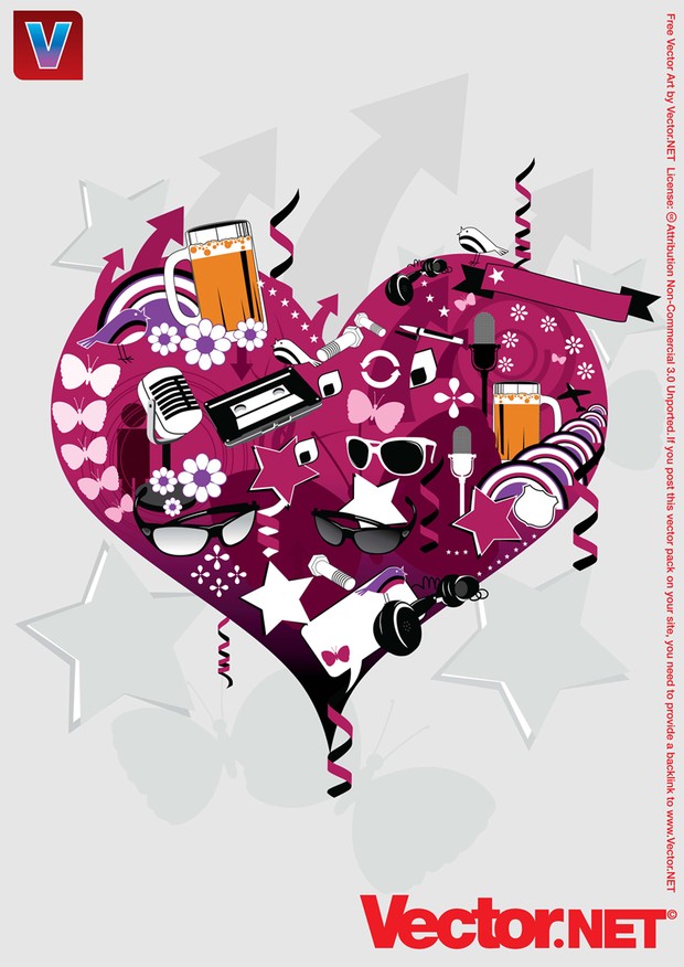 Vector Heart Collage Graphics