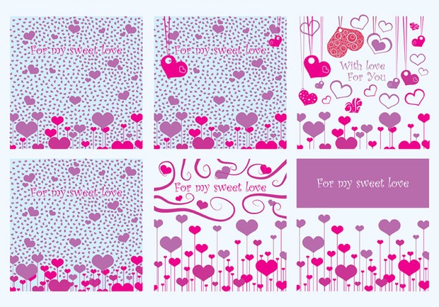 Sweet Love Vectors, 6 love vector designs with small hearts