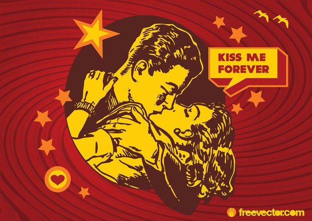 Vintage couple kissing vector design