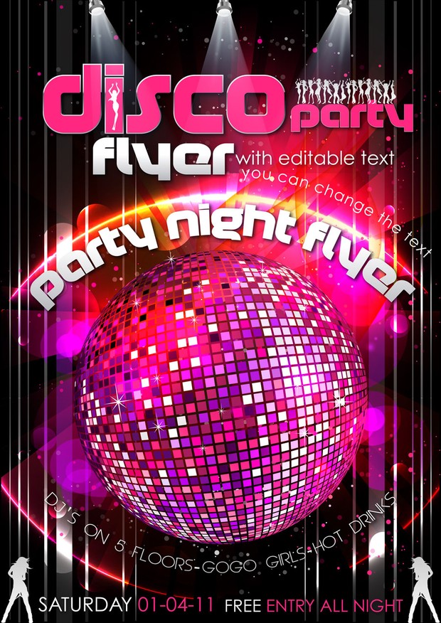 Disco Party Flyer Vector